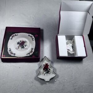 Lenox Winter‎ Greetings Carved Square Platter & Tree Dish Cardinal Set Holiday